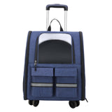 Maxbell Cat Trolley Case Backpack Kennel Pet Rolling Carrier for Puppy Transport blue