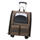 Maxbell Cat Trolley Case Backpack Kennel Pet Rolling Carrier for Puppy Transport khaki