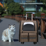 Maxbell Cat Trolley Case Backpack Kennel Pet Rolling Carrier for Puppy Transport khaki
