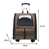 Maxbell Cat Trolley Case Backpack Kennel Pet Rolling Carrier for Puppy Transport khaki