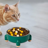 Maxbell Cat Bowl Drinking Eating Feeding Bowl Pet food Feeder for Small Dogs Green