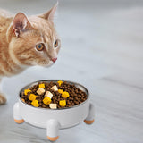 Maxbell Cat Bowl Drinking Eating Feeding Bowl Pet food Feeder for Small Dogs White