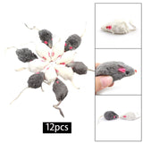 Maxbell 12 Pieces Interactive Cat Plush Toy Teaser Simulation Mouse Shaped Pet Toys