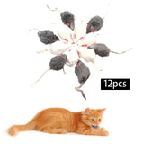 Maxbell 12 Pieces Interactive Cat Plush Toy Teaser Simulation Mouse Shaped Pet Toys