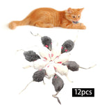 Maxbell 12 Pieces Interactive Cat Plush Toy Teaser Simulation Mouse Shaped Pet Toys