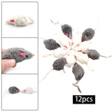 Maxbell 12 Pieces Interactive Cat Plush Toy Teaser Simulation Mouse Shaped Pet Toys