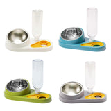 Maxbell Dog Cat Double Bowl Food Water Bowl Tilted Anti Spill Feeder Bow Detachable Green