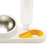 Maxbell Dog Cat Double Bowl Food Water Bowl Tilted Anti Spill Feeder Bow Detachable White