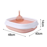 Maxbell Pet Cat Litter Box High Sided Rim Sand Box Durable Portable Toilet for Puppy Pink Medium