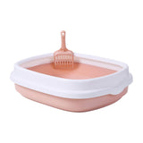 Maxbell Pet Cat Litter Box High Sided Rim Sand Box Durable Portable Toilet for Puppy Pink Medium