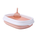 Maxbell Pet Cat Litter Box High Sided Rim Sand Box Durable Portable Toilet for Puppy Pink Medium