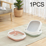 Maxbell Pet Cat Litter Box High Sided Rim Sand Box Durable Portable Toilet for Puppy Pink Medium