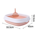 Maxbell Pet Cat Litter Box High Sided Rim Sand Box Durable Portable Toilet for Puppy Pink Large
