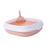 Maxbell Pet Cat Litter Box High Sided Rim Sand Box Durable Portable Toilet for Puppy Pink Large