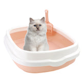 Maxbell Pet Cat Litter Box High Sided Rim Sand Box Durable Portable Toilet for Puppy Pink Large