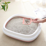 Maxbell Pet Cat Litter Box High Sided Rim Sand Box Durable Portable Toilet for Puppy Pink Large