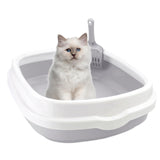 Maxbell Pet Cat Litter Box High Sided Rim Sand Box Durable Portable Toilet for Puppy Gray Medium