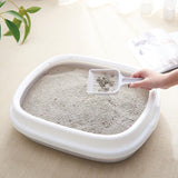 Maxbell Pet Cat Litter Box High Sided Rim Sand Box Durable Portable Toilet for Puppy Gray Medium