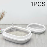 Maxbell Pet Cat Litter Box High Sided Rim Sand Box Durable Portable Toilet for Puppy Gray Large