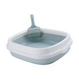 Maxbell Pet Cat Litter Box High Sided Rim Sand Box Durable Portable Toilet for Puppy Blue Large