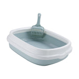 Maxbell Pet Cat Litter Box High Sided Rim Sand Box Durable Portable Toilet for Puppy Blue Large
