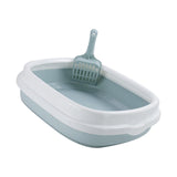 Maxbell Pet Cat Litter Box High Sided Rim Sand Box Durable Portable Toilet for Puppy Blue Large