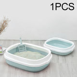 Maxbell Pet Cat Litter Box High Sided Rim Sand Box Durable Portable Toilet for Puppy Blue Large