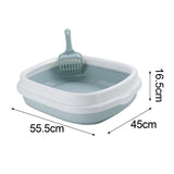 Maxbell Pet Cat Litter Box High Sided Rim Sand Box Durable Portable Toilet for Puppy Blue Large