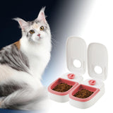 Maxbell Automatic Cat Feeders Dog Cat Food Dispenser with 48H Timer Smart Large Double Meal Pink