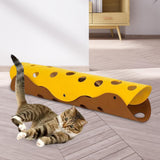 Maxbell Splicing Cat Tunnel Folding Tube Deformable Cat Toys Amusement for Dog Light Brown Yellow