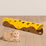 Maxbell Splicing Cat Tunnel Folding Tube Deformable Cat Toys Amusement for Dog Light Brown Yellow