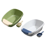 Maxbell Pet Litter Tray Potty Toilet Anti Splashing Semi Closed Cat Litter Box 57x41x20cm Green
