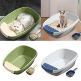Maxbell Pet Litter Tray Potty Toilet Anti Splashing Semi Closed Cat Litter Box 57x41x20cm Green