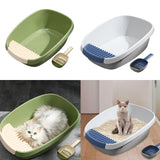 Maxbell Pet Litter Tray Potty Toilet Anti Splashing Semi Closed Cat Litter Box 57x41x20cm Green