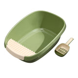 Maxbell Pet Litter Tray Potty Toilet Anti Splashing Semi Closed Cat Litter Box 57x41x20cm Green