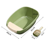Maxbell Pet Litter Tray Potty Toilet Anti Splashing Semi Closed Cat Litter Box 61x44x22cm Green