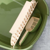Maxbell Pet Litter Tray Potty Toilet Anti Splashing Semi Closed Cat Litter Box 61x44x22cm Green