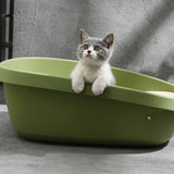 Maxbell Pet Litter Tray Potty Toilet Anti Splashing Semi Closed Cat Litter Box 61x44x22cm Green