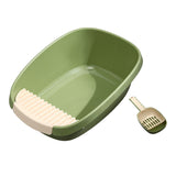 Maxbell Pet Litter Tray Potty Toilet Anti Splashing Semi Closed Cat Litter Box 61x44x22cm Green