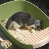 Maxbell Pet Litter Tray Potty Toilet Anti Splashing Semi Closed Cat Litter Box 61x44x22cm Green