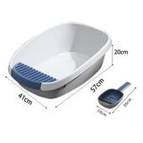 Maxbell Pet Litter Tray Potty Toilet Anti Splashing Semi Closed Cat Litter Box 57x41x20cm White