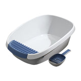 Maxbell Pet Litter Tray Potty Toilet Anti Splashing Semi Closed Cat Litter Box 57x41x20cm White