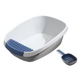 Maxbell Pet Litter Tray Potty Toilet Anti Splashing Semi Closed Cat Litter Box 57x41x20cm White