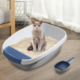 Maxbell Pet Litter Tray Potty Toilet Anti Splashing Semi Closed Cat Litter Box 57x41x20cm White