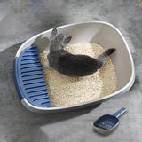 Maxbell Pet Litter Tray Potty Toilet Anti Splashing Semi Closed Cat Litter Box 57x41x20cm White