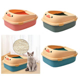 Maxbell Open Top Pet Litter Tray Potty Toilet Bedpan Container Bunny Cats Litter Box Pink 46x38x22cm