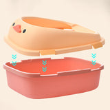 Maxbell Open Top Pet Litter Tray Potty Toilet Bedpan Container Bunny Cats Litter Box Pink 46x38x22cm