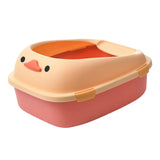 Maxbell Open Top Pet Litter Tray Potty Toilet Bedpan Container Bunny Cats Litter Box Pink 46x38x22cm