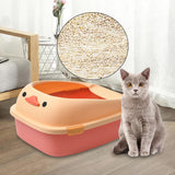 Maxbell Open Top Pet Litter Tray Potty Toilet Bedpan Container Bunny Cats Litter Box Pink 46x38x22cm