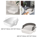 Maxbell Cat Litter Box Semi Closed Cat Toilet Durable Pet Litter Tray Anti Splashing S White